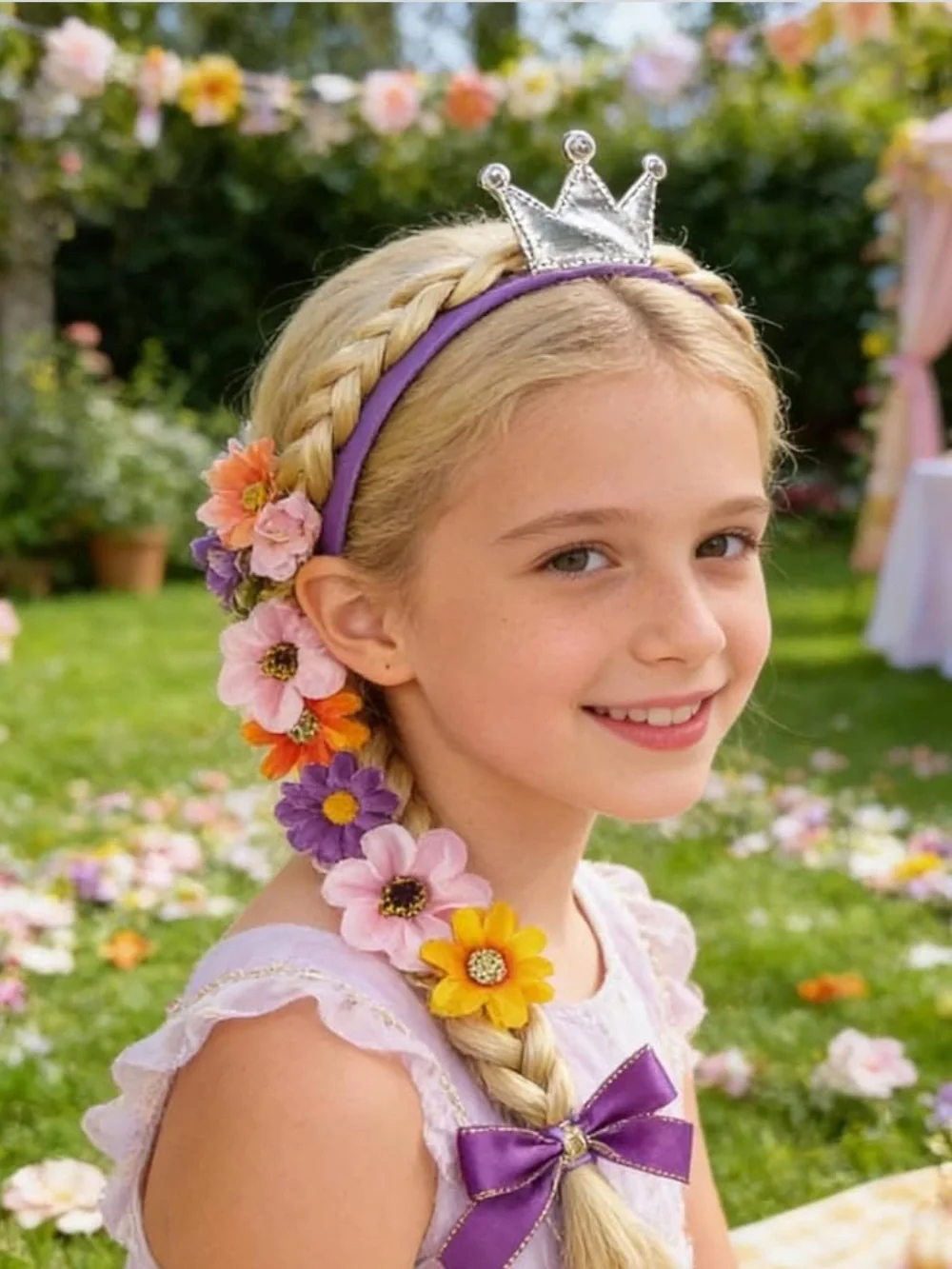 SPOOKTAKULAR girls purple fairy princess headband wig piece